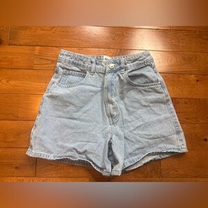Princess Polly High-Waisted Light Wash Mom Denim Shorts